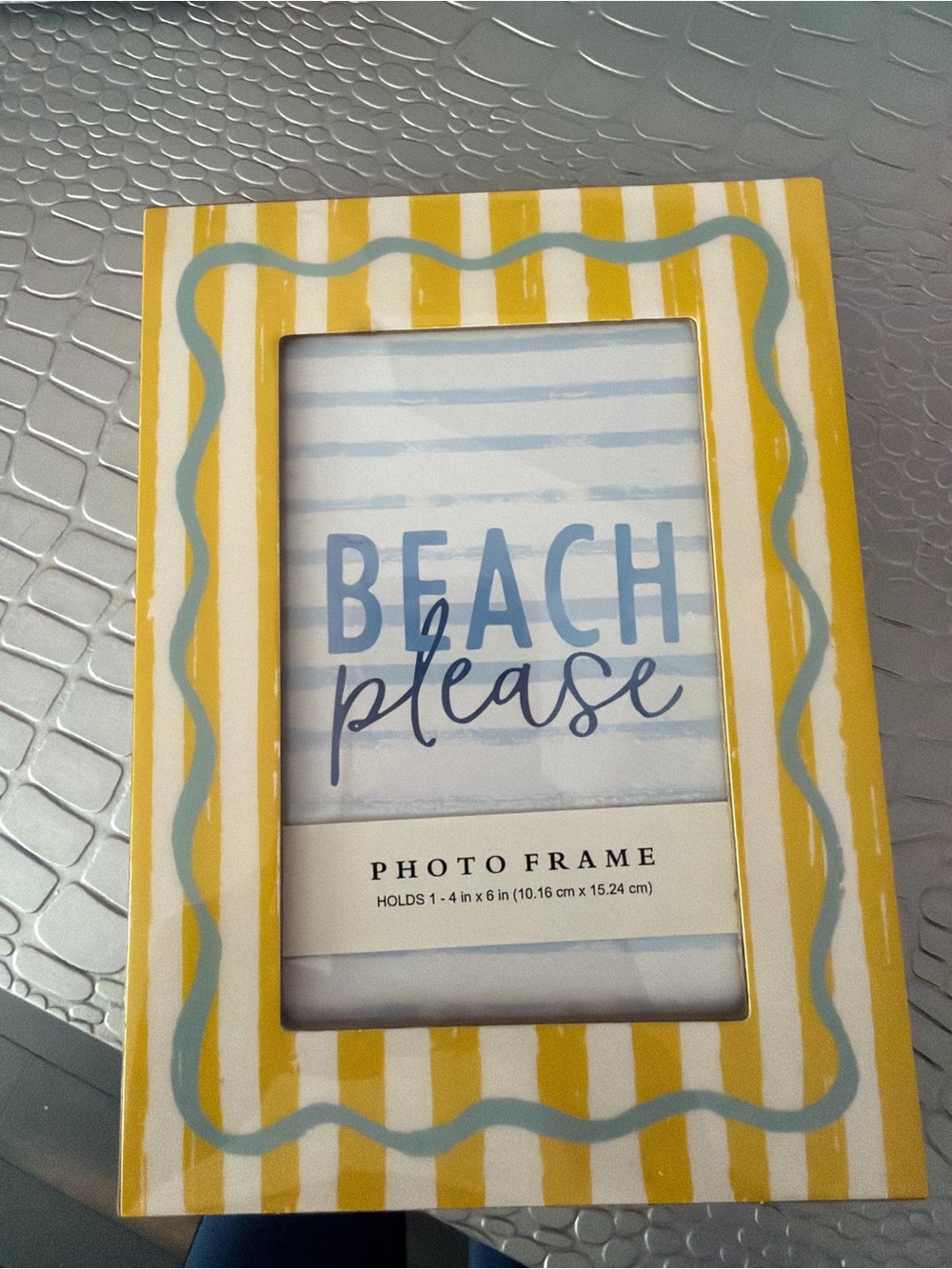 Yellow and Blue Striped Beach Photo Frame - Coastal Accent